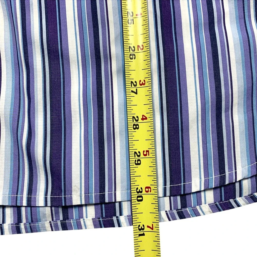 Tommy Hilfiger Button Down‎ Shirt Large Mens Purple Blue Striped Long Sleeve